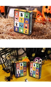Halloween 12-grid surprise blind boxes set in a cozy festive pumpkin and skull scene