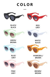 Comparison layout of retro y2k oval sunglasses in various colors including tortoiseshell