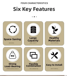 Detail showing space-saving, heavy-duty capacity and eco-friendly modular storage features