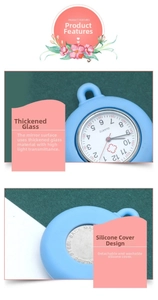 Detail of light blue nurse watch with thickened glass and removable silicone cover