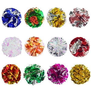 Bulk 6cm colorful crinkle paper cat toy balls and pom poms in various metallic color schemes