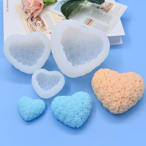 Heart Shape Flower Cluster Silicone Mold For DIY Baking Cake Fondant Handmade Soap And Candle Making Textured Craft