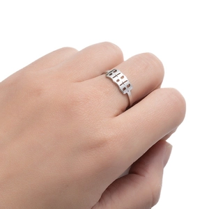 Silver stainless steel open ring with 8888 angel number cut-out design for men and women