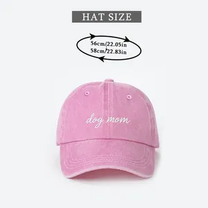 Size guide showing adjustable 56-58cm hat circumference for pink dog mom baseball cap