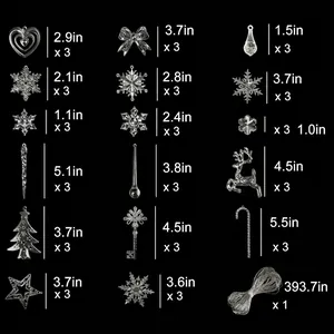 Acrylic Christmas snowflake ornament set with various size specifications and quantities