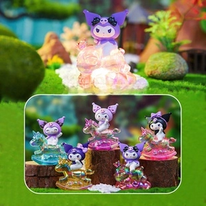 Detailed collection of Kuromi cartoon figurines with various poses and colorful bases