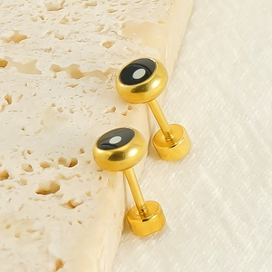 Boucles d'oreilles minimalistes en acier inoxydable doré 18k avec émail œil