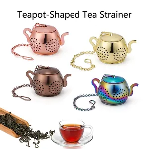 Teapot Shaped Tea Infuser 304 Stainless Steel Fine Mesh Strainer With Chain Hook For Loose Leaf Tea Herbs Spices Tool