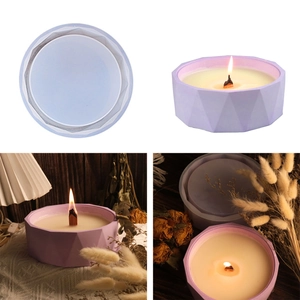 Stampo In Silicone Per Scatola Di Immagazzinaggio Rotonda Con Diamante Geometrico DIY Candela Gesso Resina