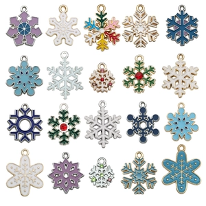 Snowflake Charms Alloy Enamel Rhinestone Mixed Styles For DIY Christmas Jewelry Making Earrings Bracelets Winter