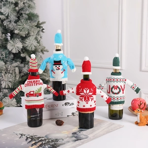 Knitted Wine Bottle Covers Christmas Mini Sweater And Hat For Holiday Party Table Decoration Festive Xmas Ornament