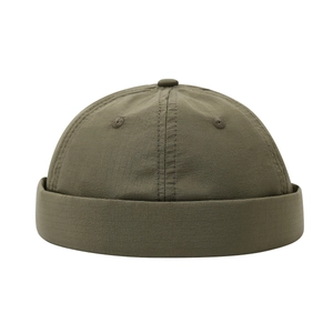 Olive green quick-dry docker cap with breathable grid texture and six-panel design