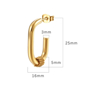 Orecchino a cerchio ovale placcato oro 18K con trama a corda ritorta e dimensioni 25 mm