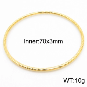 Golden twisted rope bangle in stainless steel with 70x3mm inner diameter size