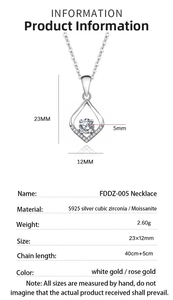 Detailed size parameters and high-quality S925 silver pendant with moissanite diamond