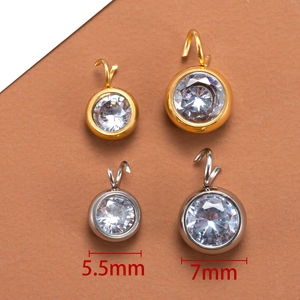 Ciondoli in acciaio inossidabile oro e argento con strass per gioielli fai da te, 5,5mm e 7mm
