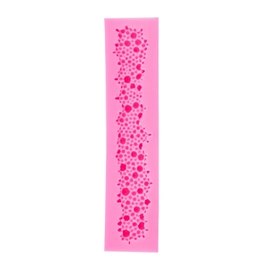 Pink silicone pearl border lace mold for fondant cake decoration and DIY crafts