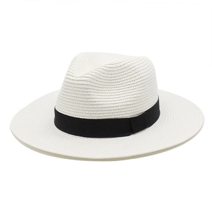 Unisex Straw Fedora Hat Wide Brim Sun Protection Panama Style Breathable Summer Beach Travel Jazz Cap For Men Women