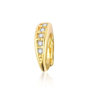Macro view of gold-plated copper pendant clasp with five micro-set zircon stones