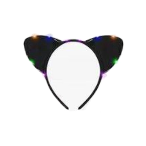 Cute black LED cat ear headband with colorful lights for festivals and cosplay parties