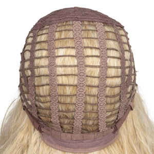 Short blonde ombre bob wig featuring breathable mesh inner cap structure details