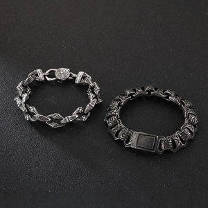 Vintage steel bracelets with rune patterns and geometric textures in gothic style