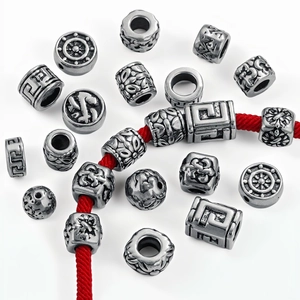 Vintage Stainless Steel Spacer Beads For DIY Jewelry Making Bracelet Necklace Accessories Retro Pattern Metal Charms