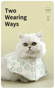 Adjustable pet recovery collar for cats showing anti-scratch and dual-wear options