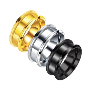 8mm stainless steel ear gauges in gold silver and black with polished finish
