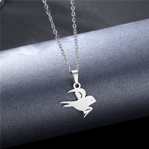 Minimalist stainless steel swallow pendant necklace with elegant flying bird silhouette