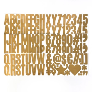 Detail of 2.5-inch gold foil vinyl letter and number stickers for DIY mailbox decor