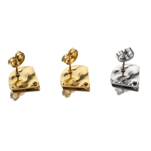 Orecchini a ventaglio minimalisti in oro 18k e argento con texture martellata