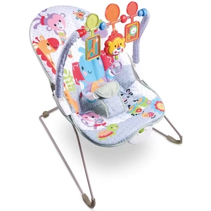 Multifunctional baby rocking chair with colorful cartoon animal print and toy bar