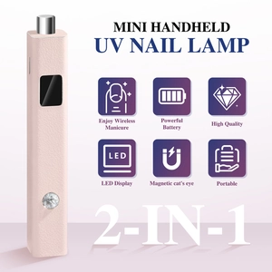 Portable pink leather UV nail lamp with digital display and magnetic cat-eye light function