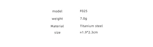 Detailed product specifications for model F025 titanium steel fan-shaped earrings