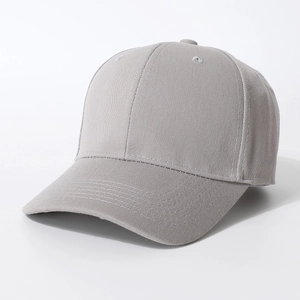 Close-up of the grey cotton baseball cap showing detailed twill fabric and stitching
