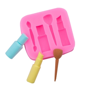 Lipstick Makeup Brush Silicone Mold For Fondant Chocolate Clay Cake Decoration DIY Crafts Flexible