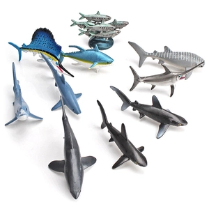 Set of 10 realistic ocean animal models including shark and tuna for marine education
