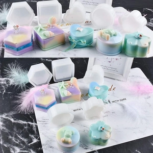 DIY silicone mold set for hexagonal and heart-shaped resin jewelry boxes and organizers