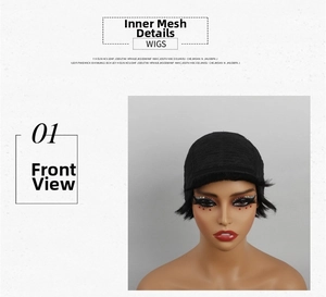 Detailed view of breathable inner wig cap structure for black human hair pixie wigs