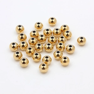Polished 18K gold stainless steel round beads with hole for jewelry making