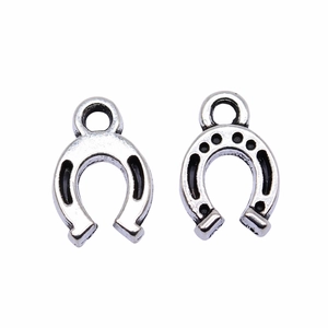 Silver alloy horseshoe charms with top loop for DIY jewelry necklaces and bracelets
