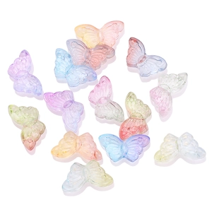 DIY 15mm gradient butterfly glass beads in assorted pastel colors for jewelry making