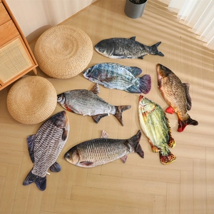 Realistic Fish Shaped Decorative Pillow Shell 3D Printed Soft Plush Cushion Case For Couch Bed Sofa Creative Funny Gift