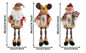 Christmas plush doll set of Santa Claus, reindeer, and snowman with size 36cm x 15cm