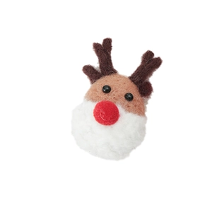 Handmade brown felt Christmas reindeer ornament for festive holiday table decoration