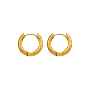 Minimalist gold chunky hoop earrings with a thick round design for women in stainless steel