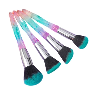4-piece makeup brush set with crystal diamond handles and gradient synthetic bristles