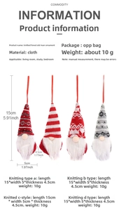 Size chart for 15cm knitted Christmas gnome pendants with detailed product specifications