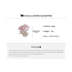Pink floral hair claw clip detail with acrylic material texture and dimensions 12.7cm